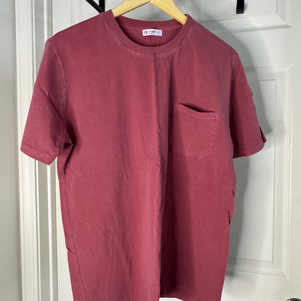 Line of Trade Cranberry Red Short Sleeve Pocket Tee, XL